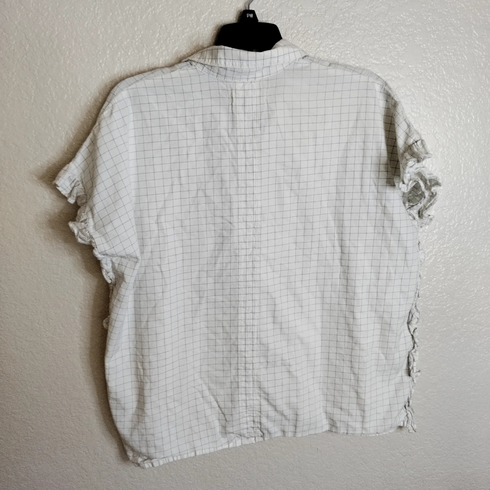 Madewell Windowpane Ruffle-Side Button Down Shirt… - image 4